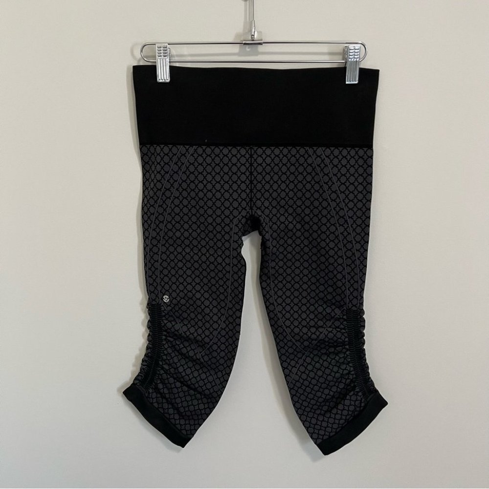 Lululemon In The Flow Crop II Seamless Leggings Heathered Deep Coal Black - Picture 10 of 13